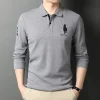 Solid color embroidered business casual polo shirt