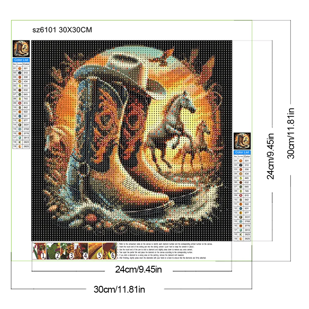 Diamond Painting - Full Round Drill - Boots Horse(Canvas|30*30cm)