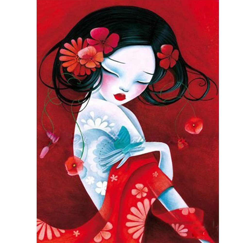 

30*40CM - Round Drill Diamond Painting - Geisha, 501 Original