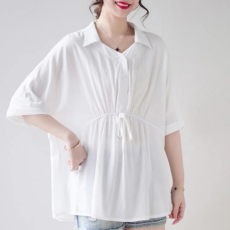 Urban Style Solid Color Short Sleeve Shirt - yankia