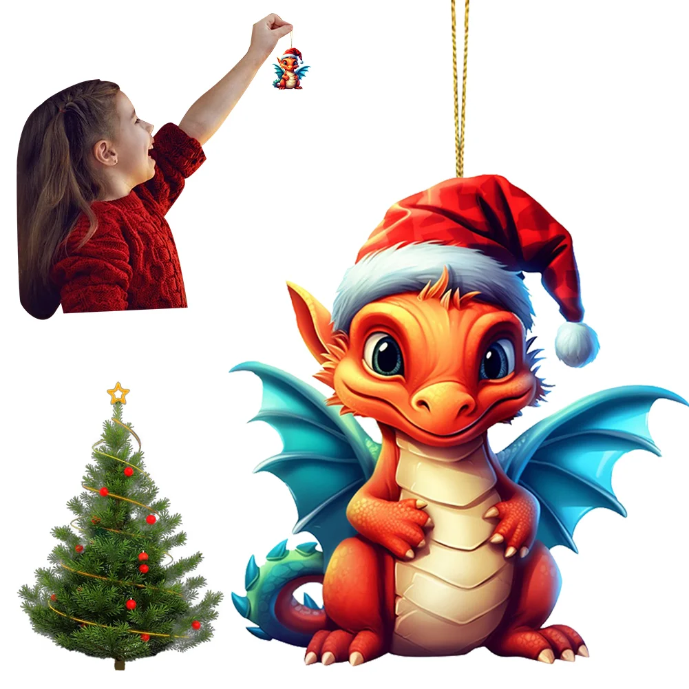 Statue Of Baby Dragon Acrylic Handmake Dinosaur Figurines Cartoon (Orange)