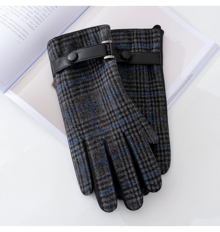 Men’s Business Retro Plaid Gloves 1 Set