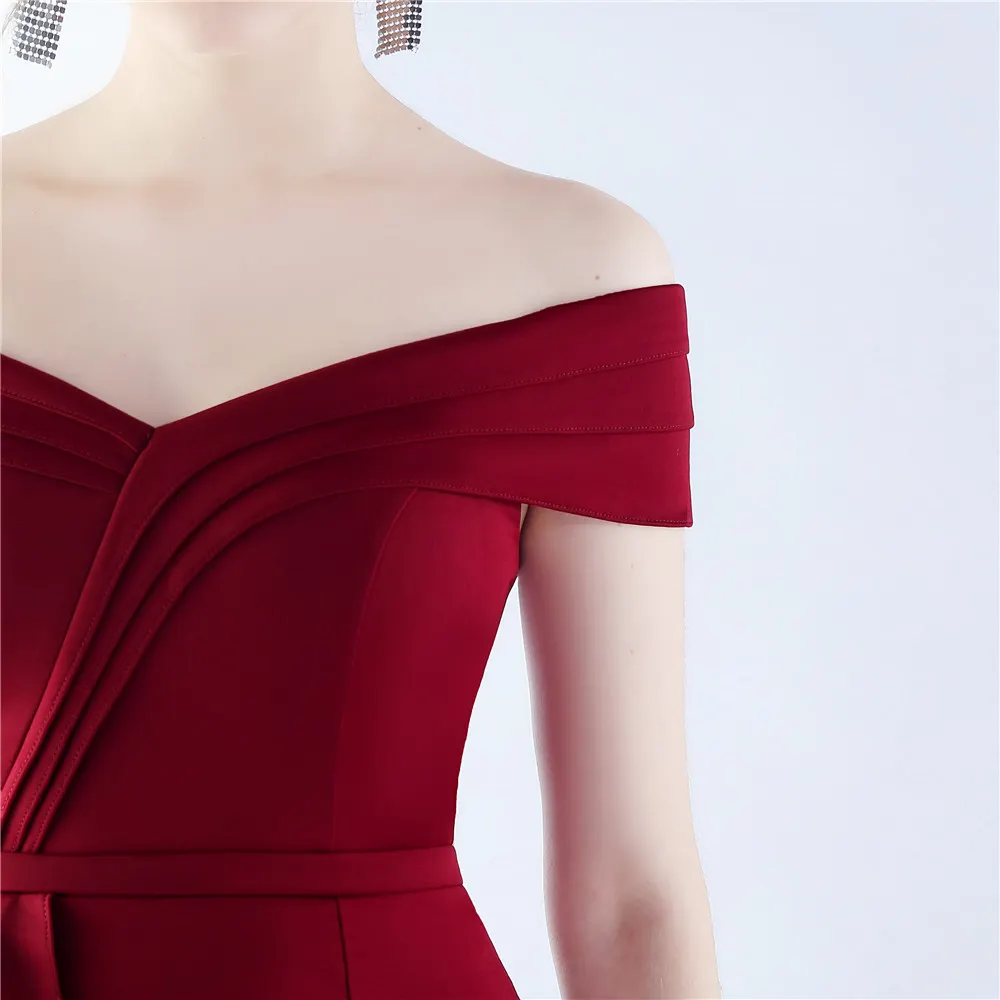 Classic Satin Off Shoulder Long Evening Dress - Elegant & Timeless - Ootddress