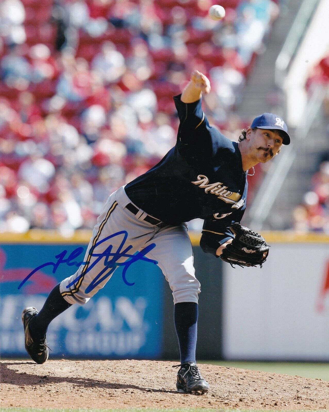 JOHN AXFORD MILWAUKEE BREWERS ACTION SIGNED 8x10