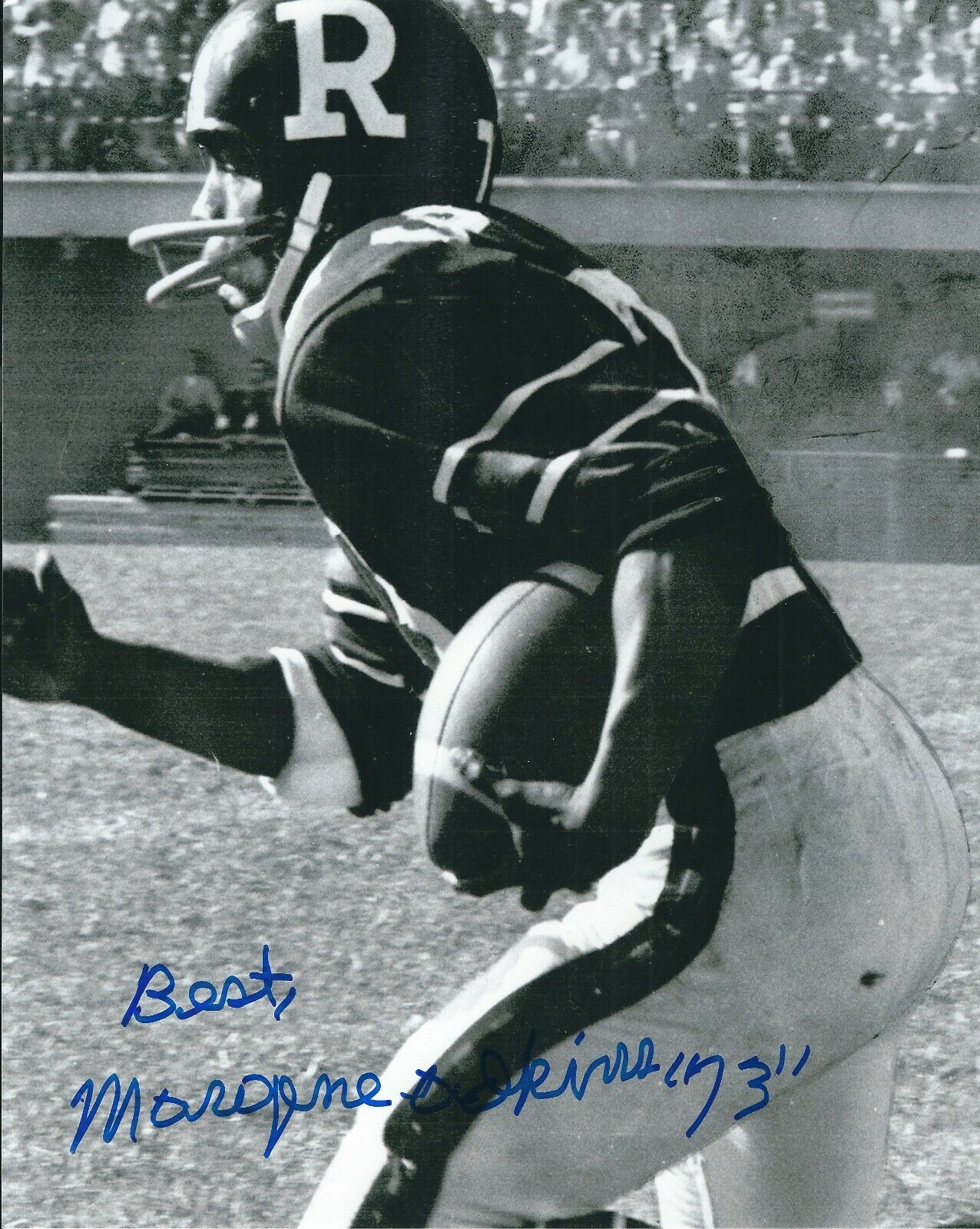 Autographed MARGENE ADKINS 8X10 Ottawa Rough Riders Photo Poster painting - w/COA