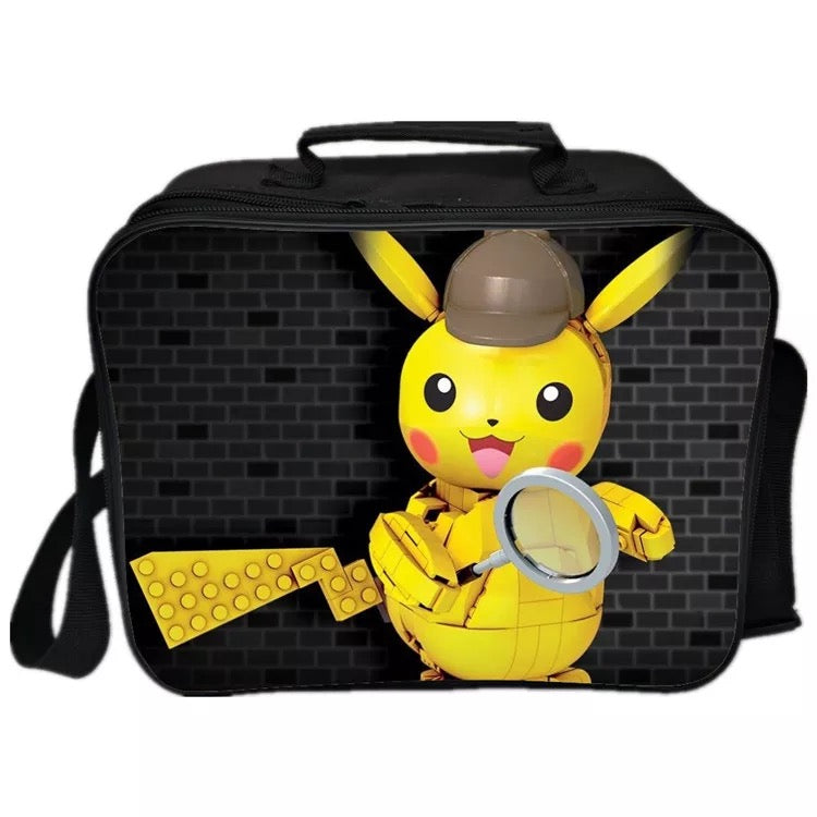 Mayoulove Pocket Monster Pokemon Go Pikachu #8 PU Leather Portable Lunch Box School Tote Storage Picnic Bag-Mayoulove