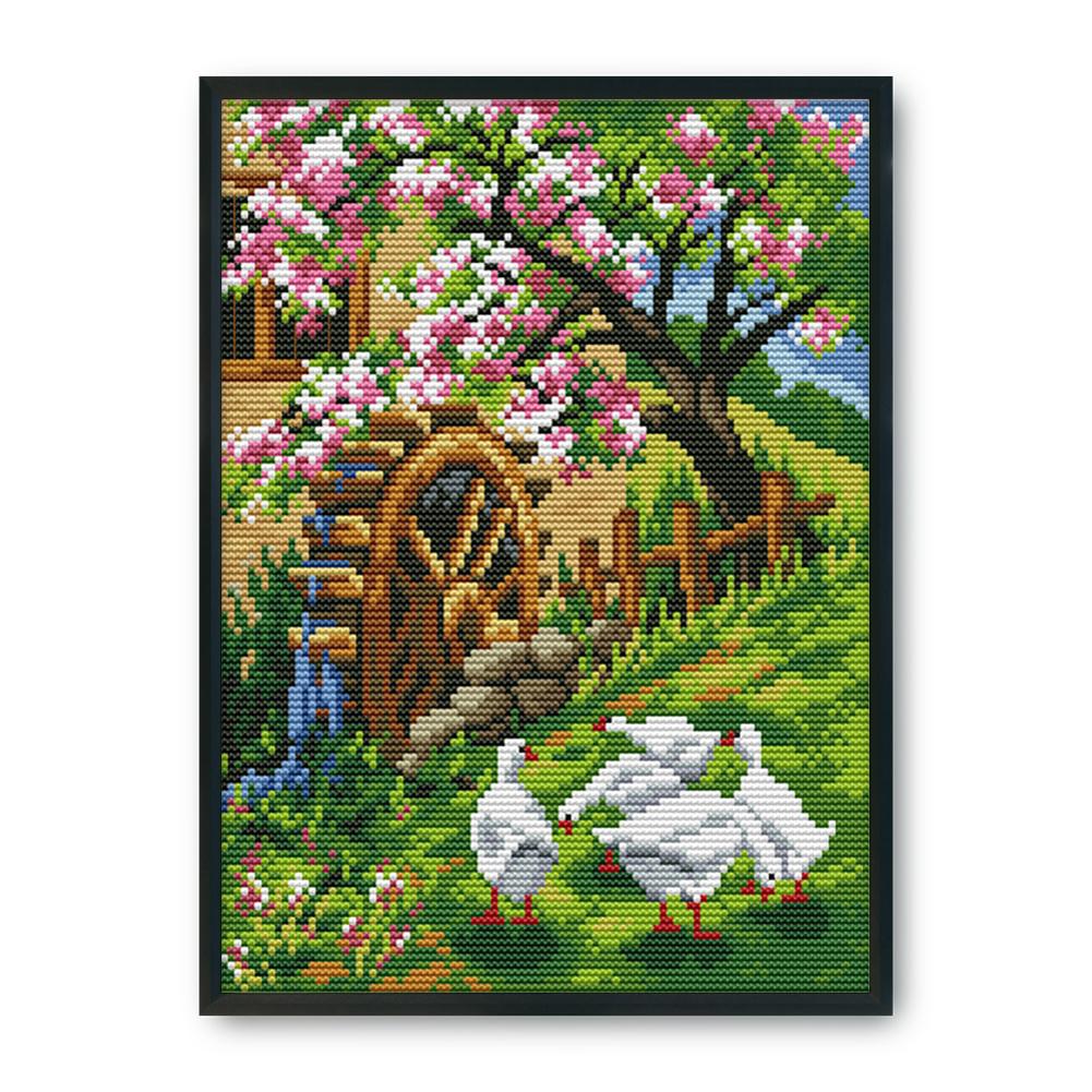 

Spring in the garden - 14CT Stamped Cross Stitch - 22*29cm, 501 Original