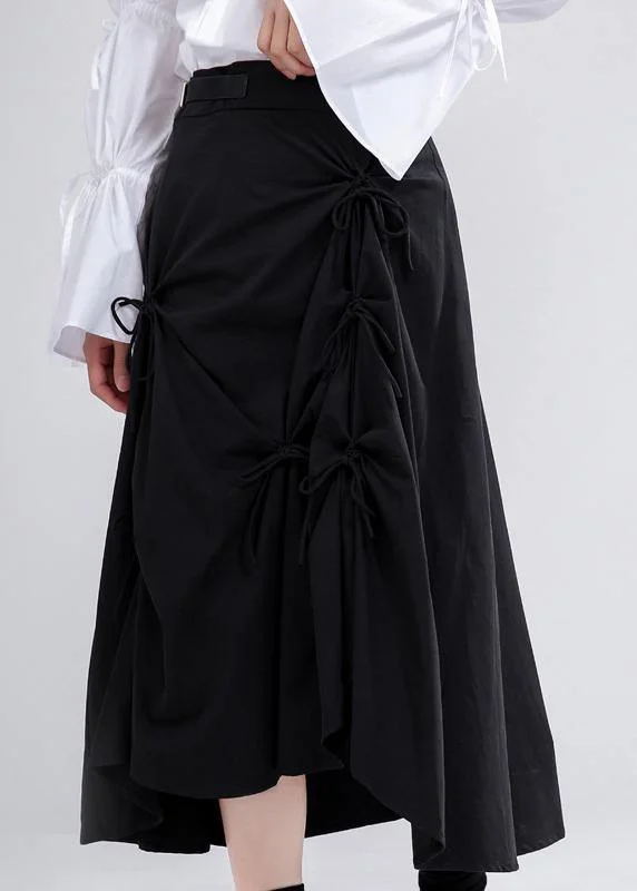 Vintage Black Cinched low high design Skirts Summer