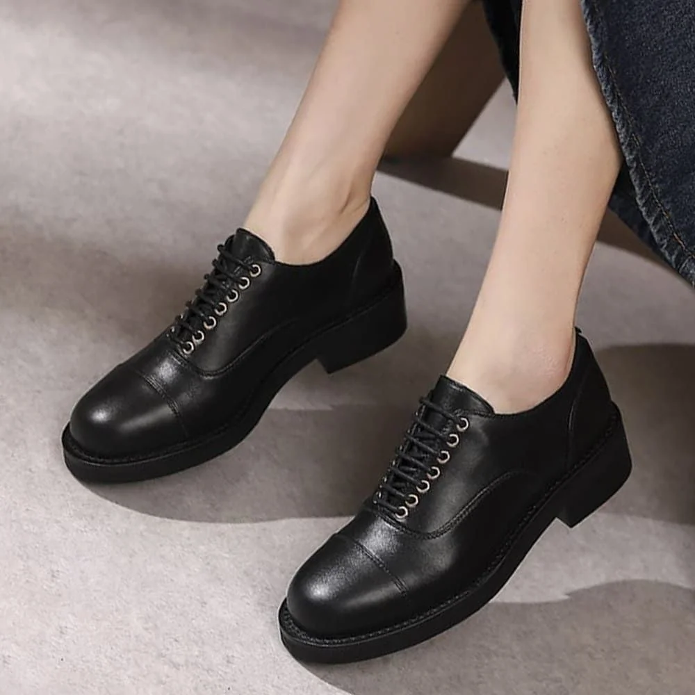 Oxford Shoes Lace Up Flats Women's Casual Shoes