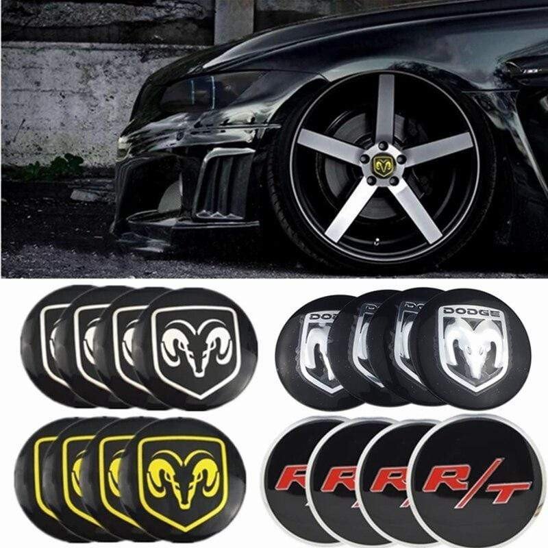 56MM Car Wheel Center Hub Caps Sticker for Dodge Ram 1500 2500 Journey Caliber Charger Challenger Nitro Durango Auto Accessories voiturehub dxncar