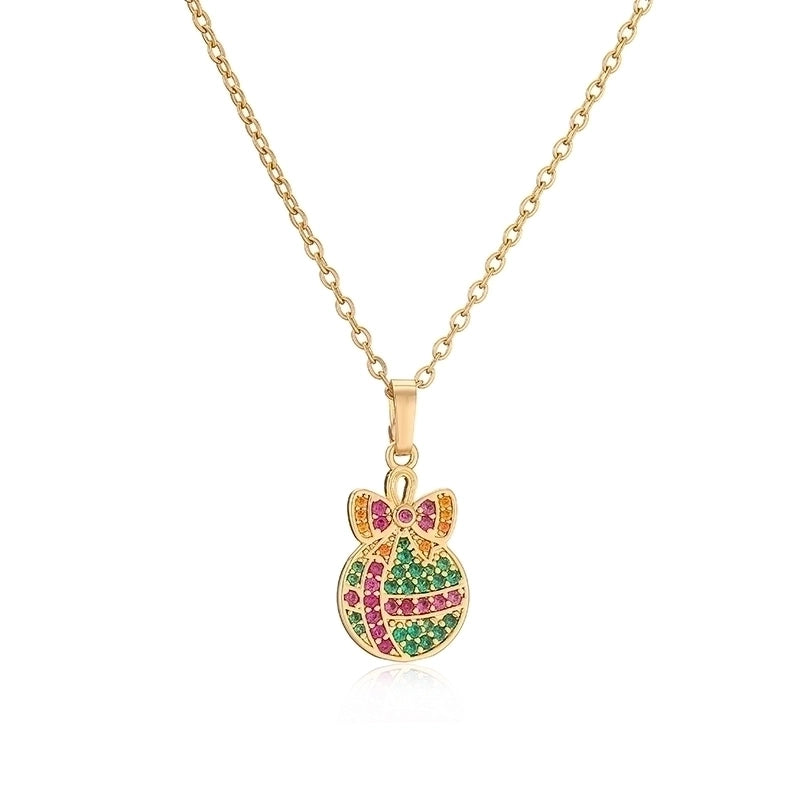 Copper Plating Inlay Christmas Hat Christmas Tree Santa Claus Zircon Pendant Necklace