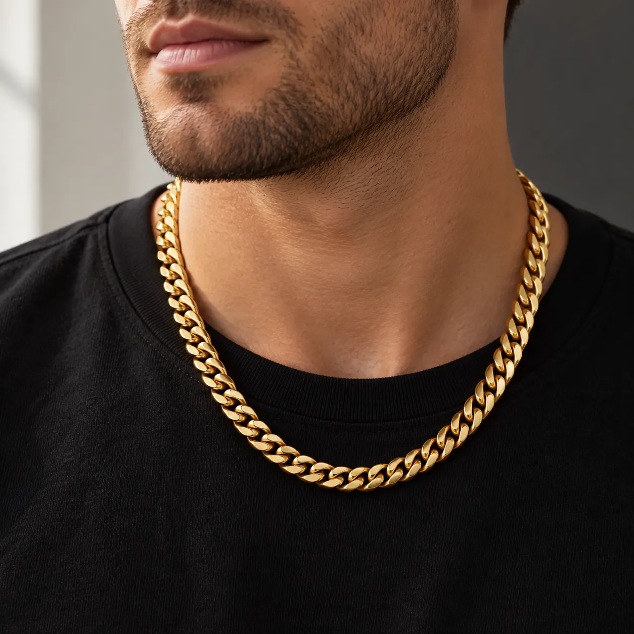  Gold-Tone Titanium steel Miami Cuban Link Necklace & Bracelet | 6&ndash;12mm