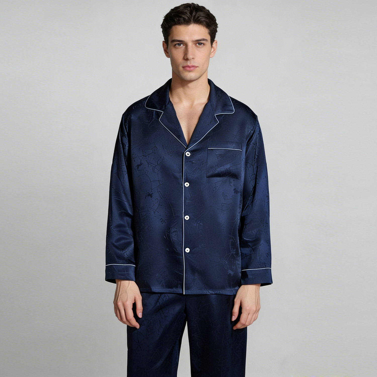 Men's 19 Momme Breathable 100% Mulberry Silk Pajama Set REAL SILK LIFE