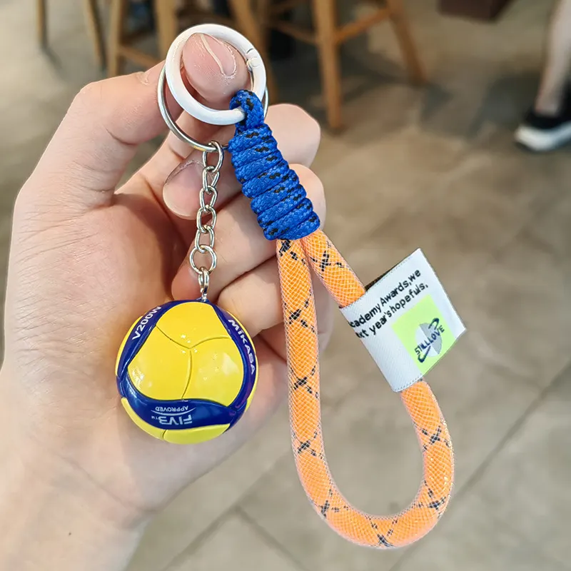 New Cartoon Rubber Volleyball Light Keychain Digital Printing Fashion Trend Sporty Creative Schoolbag Pendant Women Men's Mini