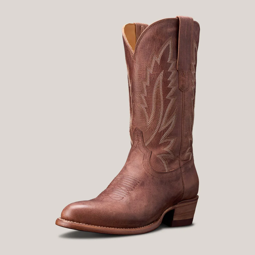 Closed Toe Stitching Pull Tab Cowboy Boots for Women in Brown