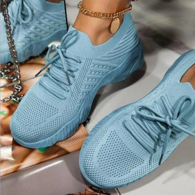Women Sneakers Shoes 2021 Fashion Lace Up Platform Shoes Size 43 Mesh Casual Sports Shoes Woman Vulcanize Shoes Zapatillas Mujer