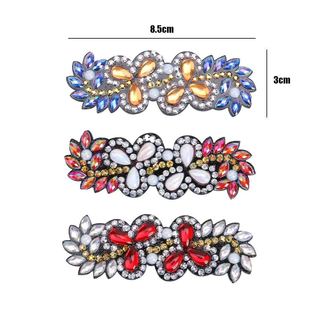 3pcs DIY Hair Clip - Full Drill Diamond Painting - Flower Leaf Barrette Hairpin