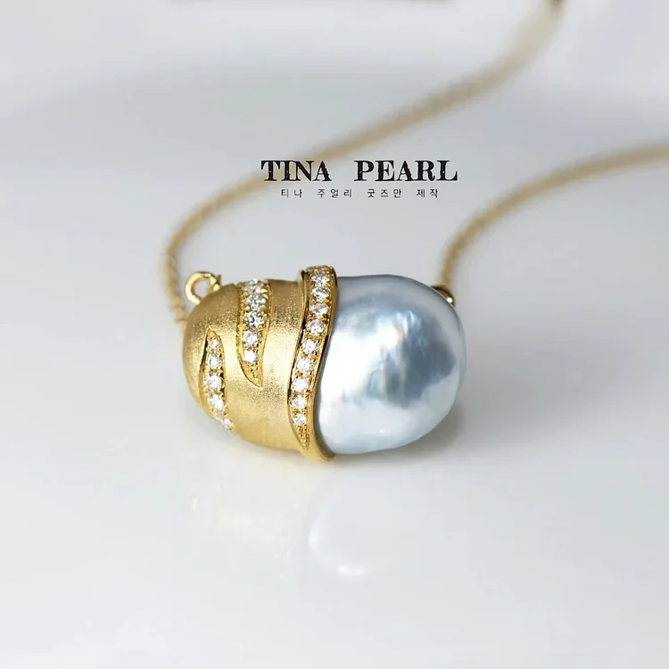 2024 TINA Jewelry18k gold Sea Water White keshi necklace + Ring set