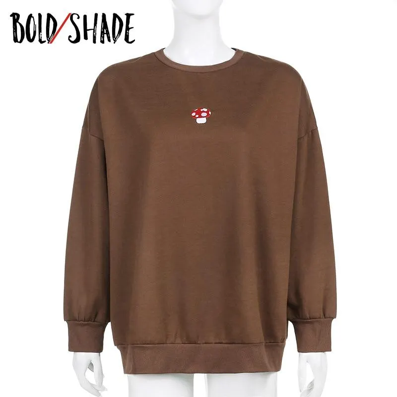 Bold Shade Indie Aesthetic Sweatshirts Y2K Fashion Streetwear Long Sleeve Hoodies Graphic Embroidery 90s Style Vintage Hoodies