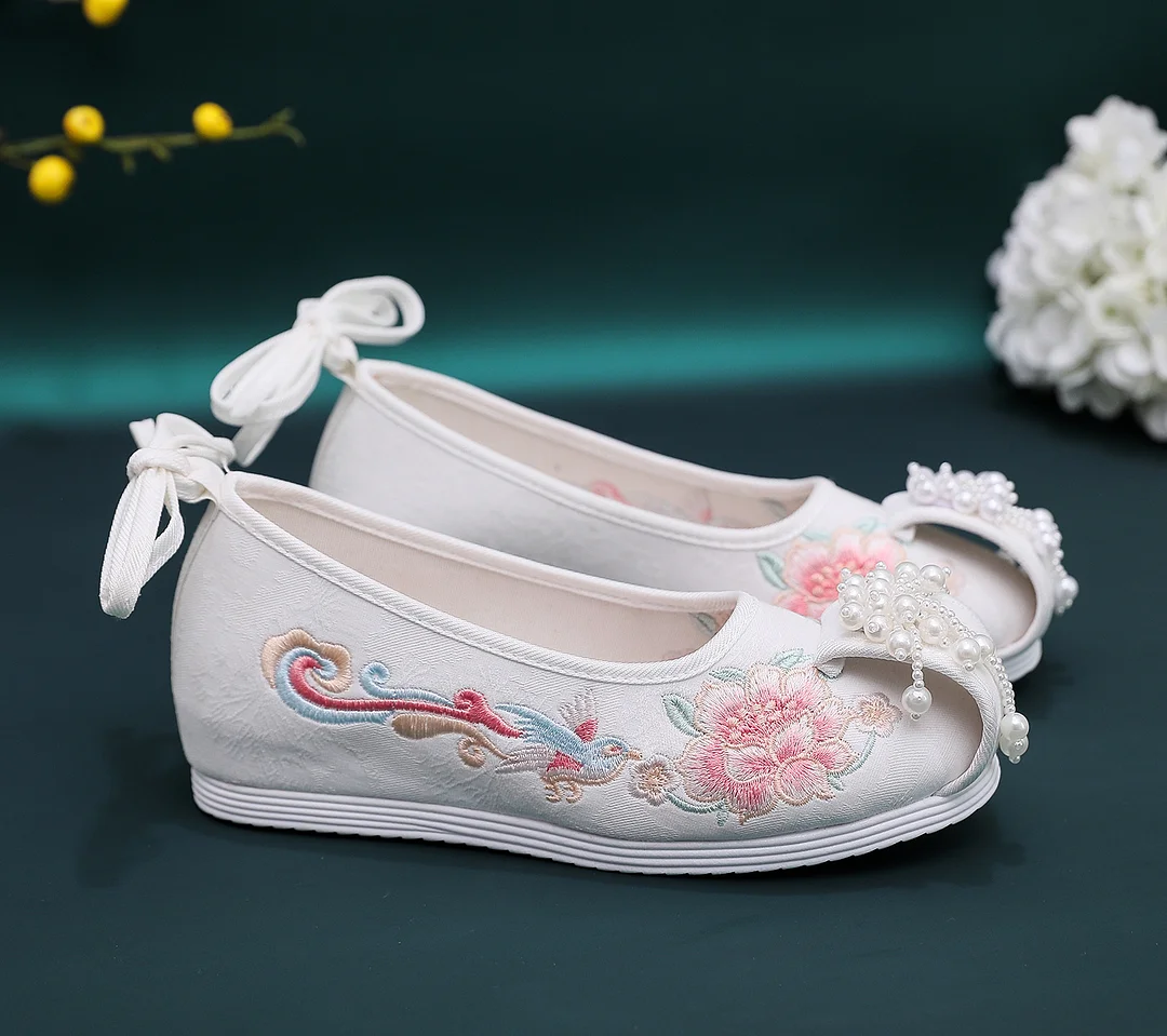 Zingj Zingj Shoes Ancient Style Chinese Wedding Shoes Red Pearl Xiushoes Ancient Costume Bride Shoes Embroidered Shoes