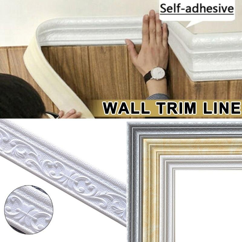 Wall Trim Line Skirting Border 3D Pattern Sticker Decoration Self Adhesive Durable Waterproof Strip Wall Stickers Kitchen Floor