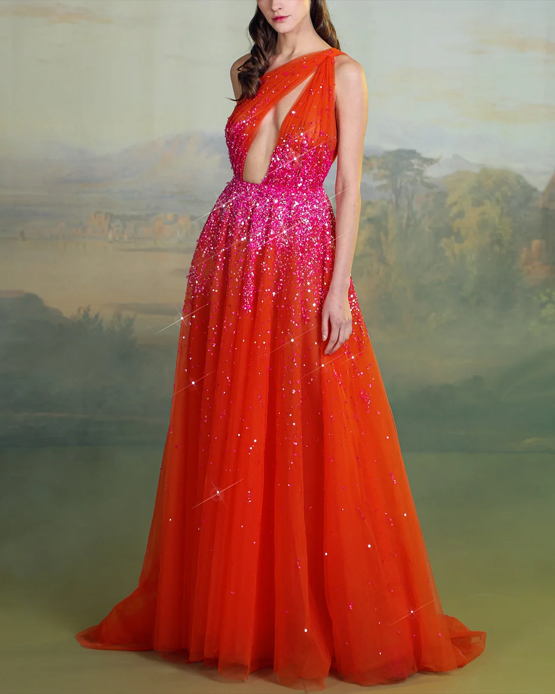 Women's Sleeveless Hollow Mesh Sequin Dress ​