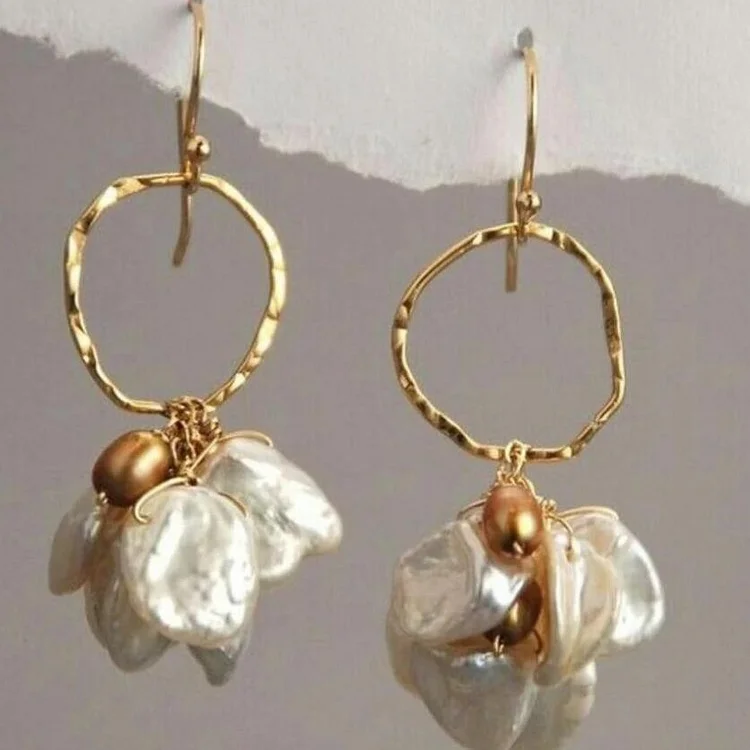 Vintage Petal Pearl Earrings