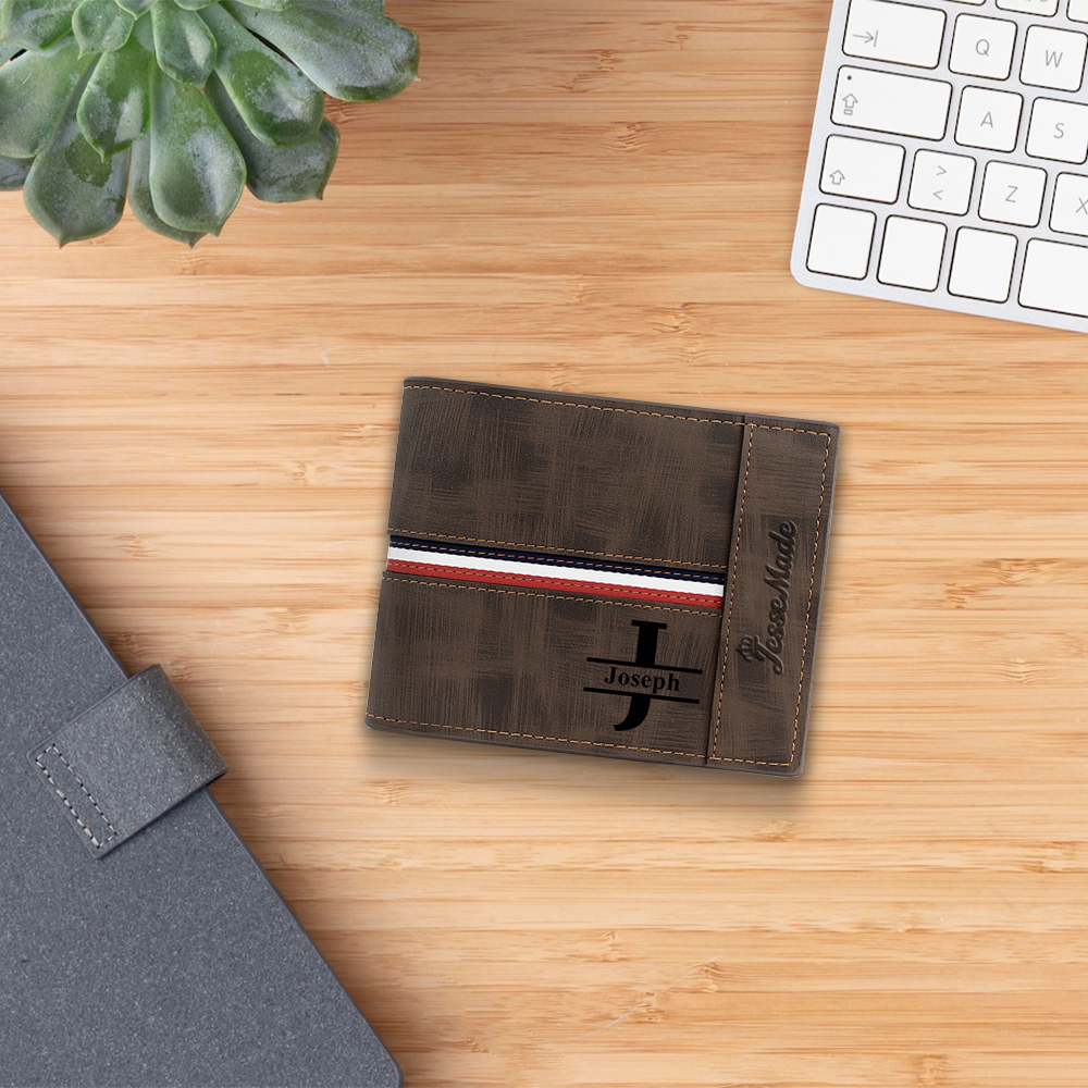 Portefeuille Classique 1 Prénom et Lettre Personnalisés avec Photo Porte-Monnaie Carte