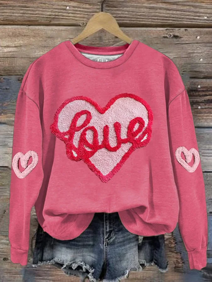 Women's Valentine's Day Love Printed Casual Round Neck Sweatshirt