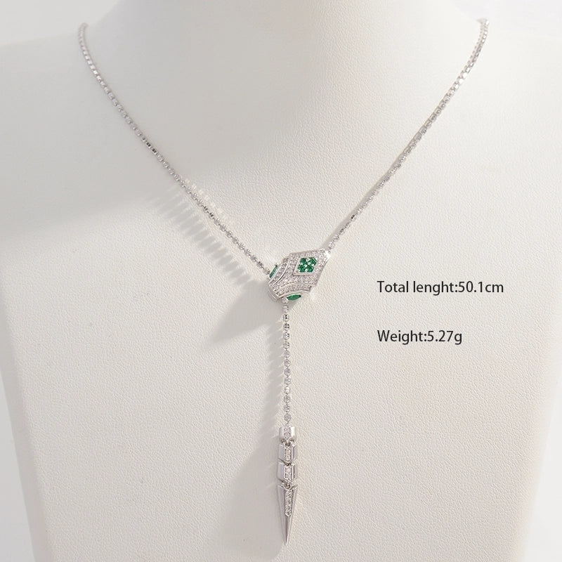 925 Sterling Silver Plated Zircon Geometric Necklace