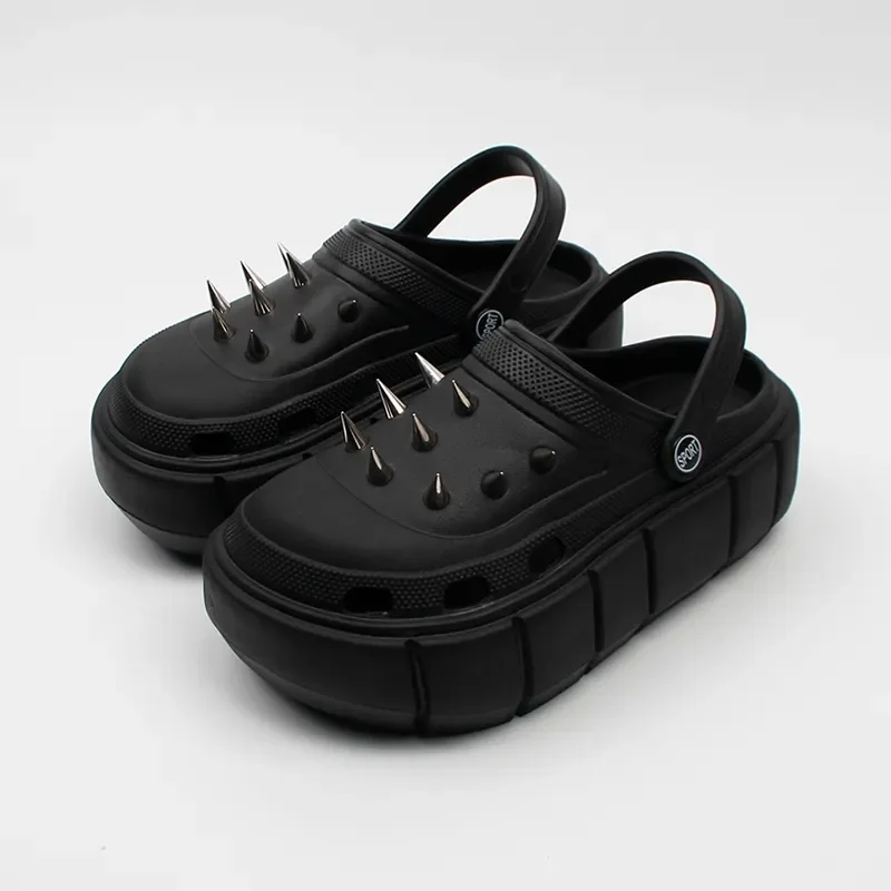 Yyvonne NEW punk metal rivets Sandals Women Slippers Platform Sandals Outdoor Clogs Thick Street Beach Slippers Flip Flops Garden Shoes