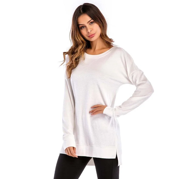 Women's Side Split Loose Casual Pullover Tunic Tops | 168DEAL