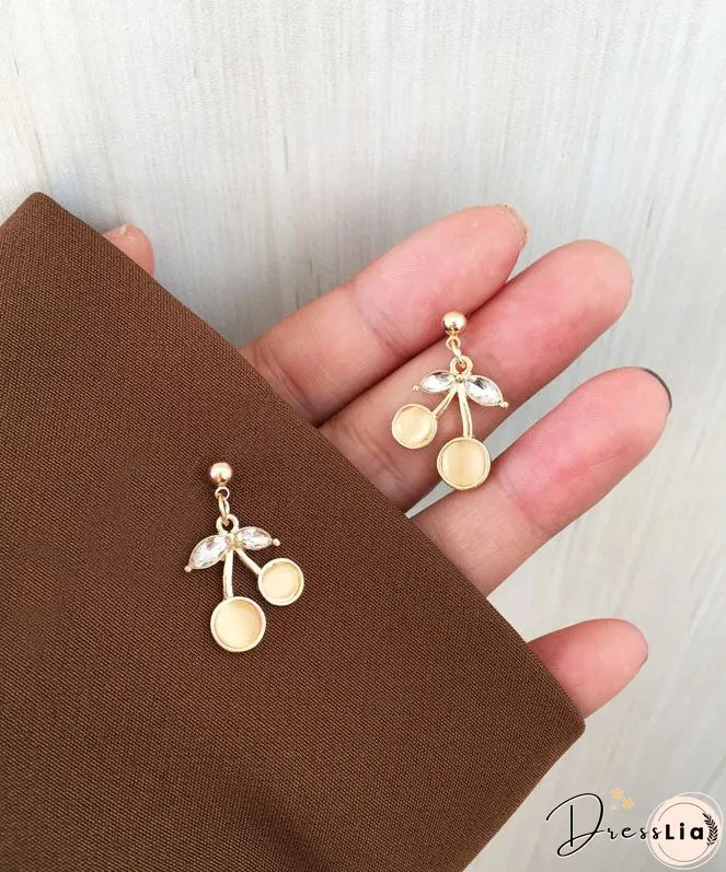 Modern Gold Sterling Silver Alloy Zircon Cat's Eye Drop Earrings