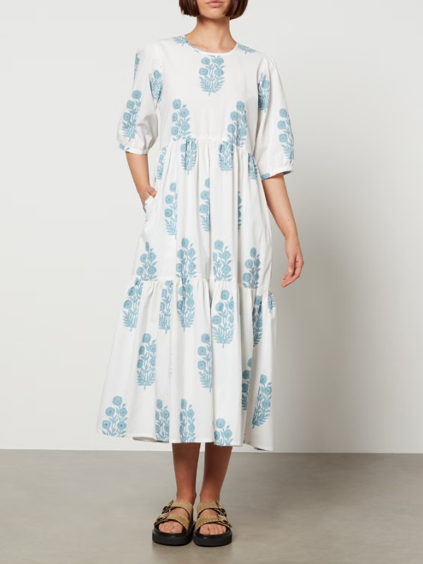 Casual Printing Layers Loose Midi Dress