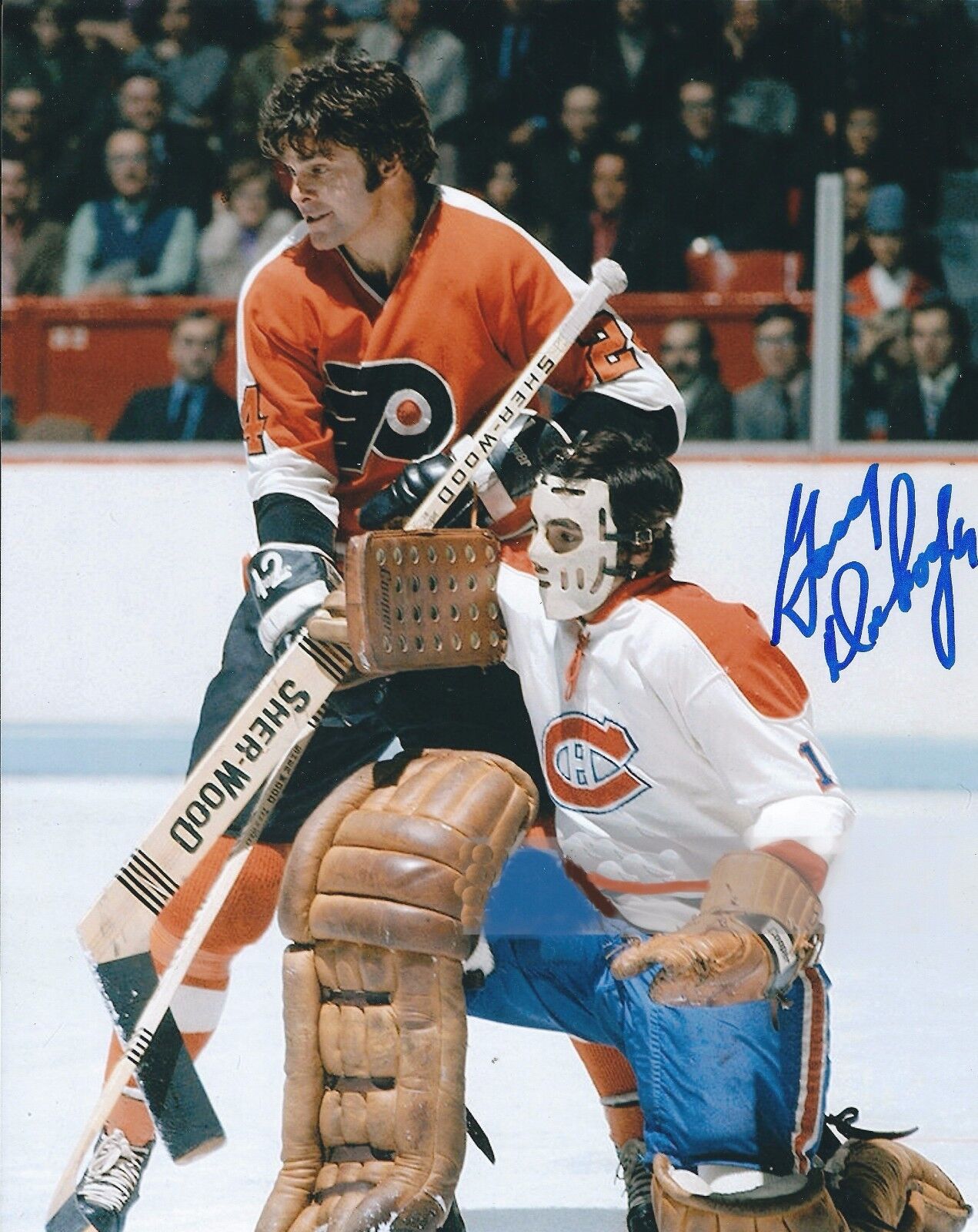 Signed 8x10 GARY DORNHOEFER Philadelphia Flyers Photo Poster painting - COA