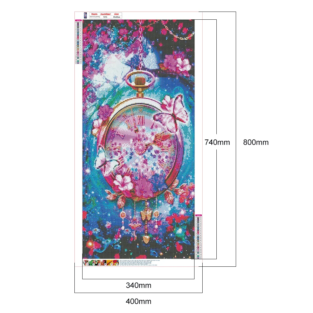 Diamond Painting - Full Round Drill - Clock Flowers(40*80cm)