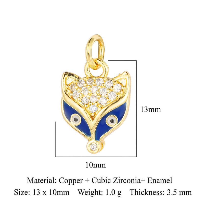 1 Piece Copper Zircon 18K Gold Plated Fox Mermaid