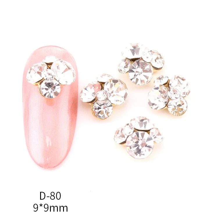 Nail Decoration Elegant Stacking Drill Designs 10 pcs/Set Alloy With Exquisite Zircon Rhinestones For Nail Tips Beauty Salons