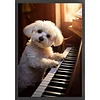 (Big Size)Puppy Playing Piano - 11CT Stamped Cross Stitch - 40*60cm - Dog