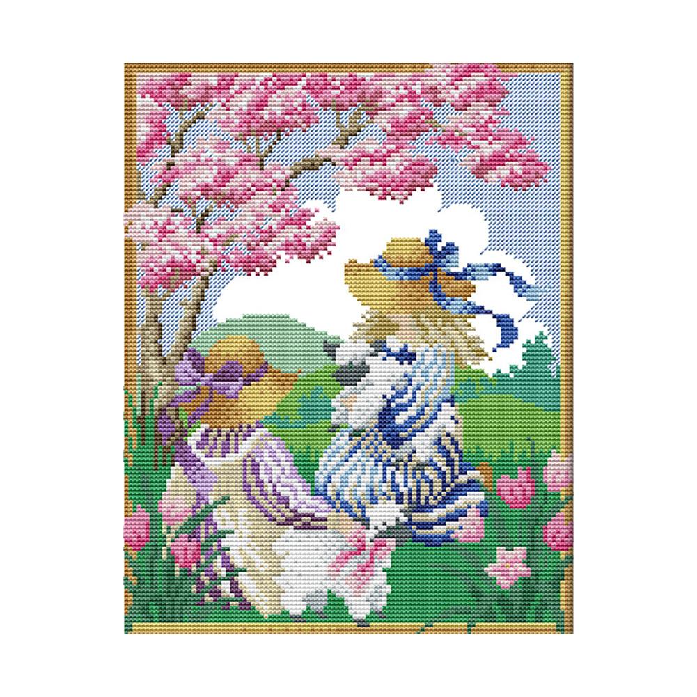 

Four Seasons Girls - 14CT Stamped Cross Stitch - 27*33cm, 501 Original