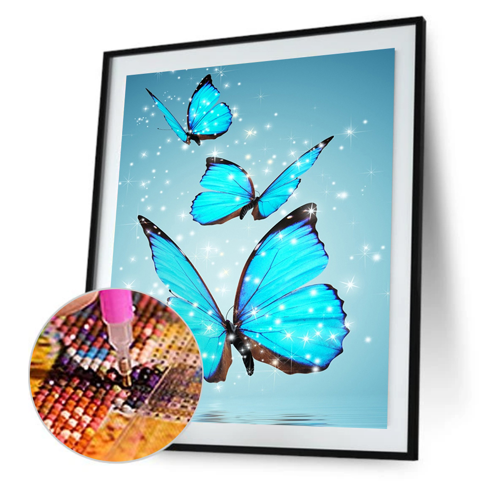

25*40CM - Special Shaped Diamond Painting - Blue Butterfly, 501 Original