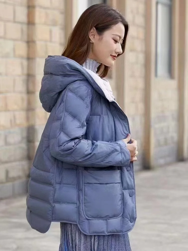 Toloer Autumn And Winter New Korean Version Loose And Light White Duck Velvet Hooded Coat Female Casual Pressure Rubber Down Jacket Coat-Outfit Ideas