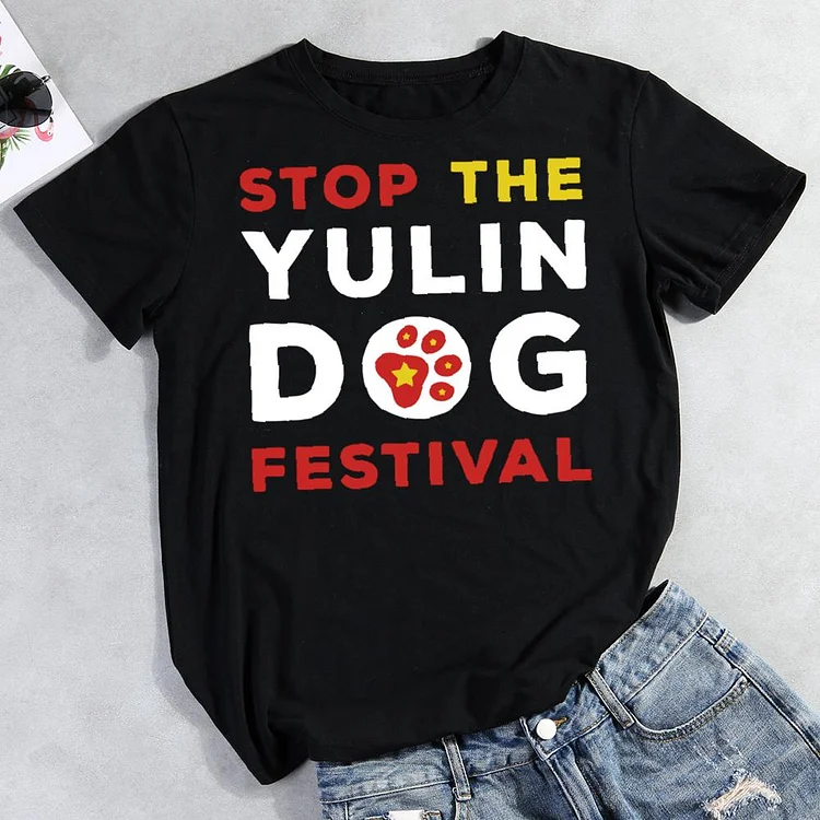 stop the yulin dog festival Round Neck T-shirt