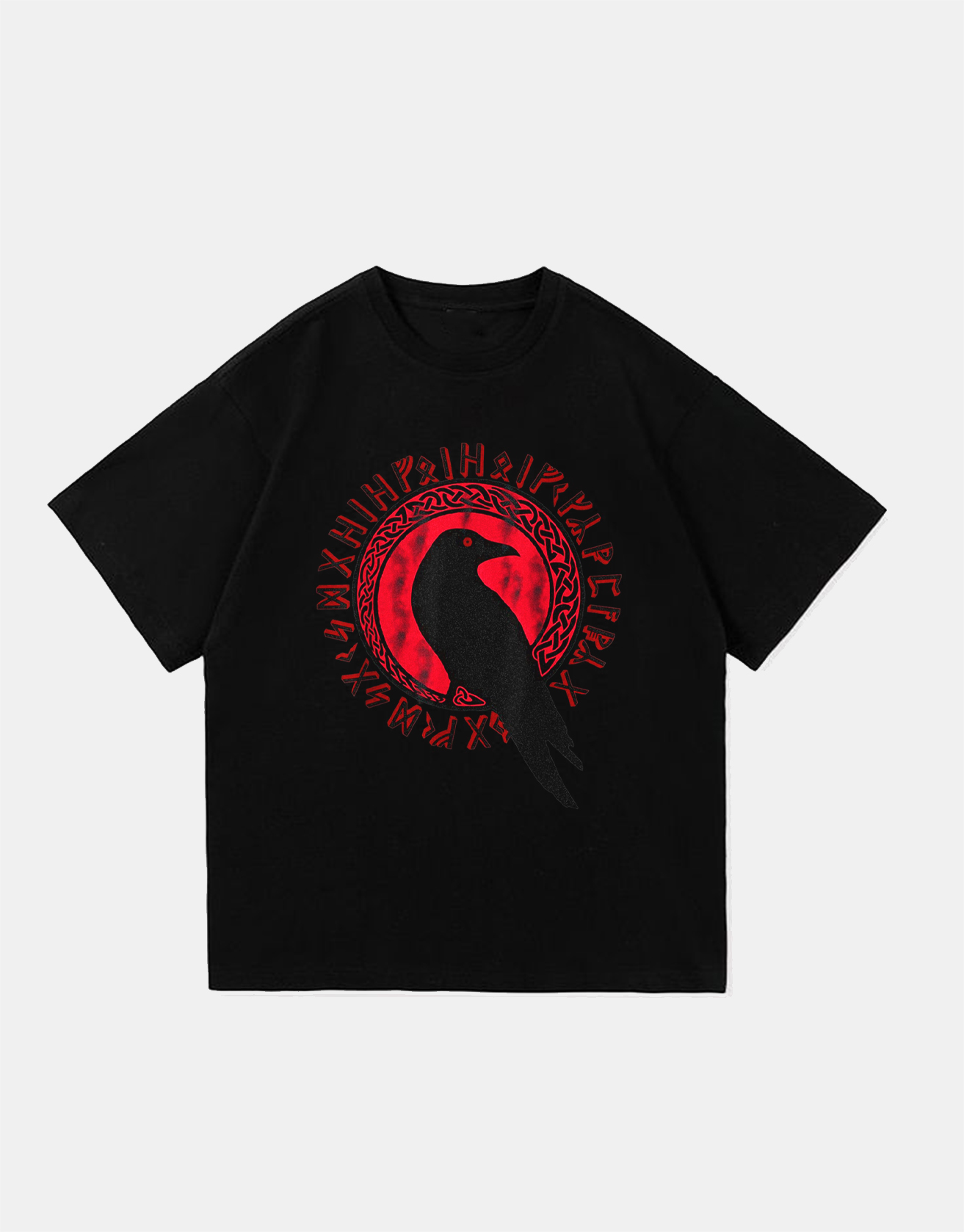 Nordic Viking Blood Red Crow T-shirt / TECHWEAR CLUB / Techwear