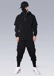 Le Depaysement Black Fake Two Piece Hoodie