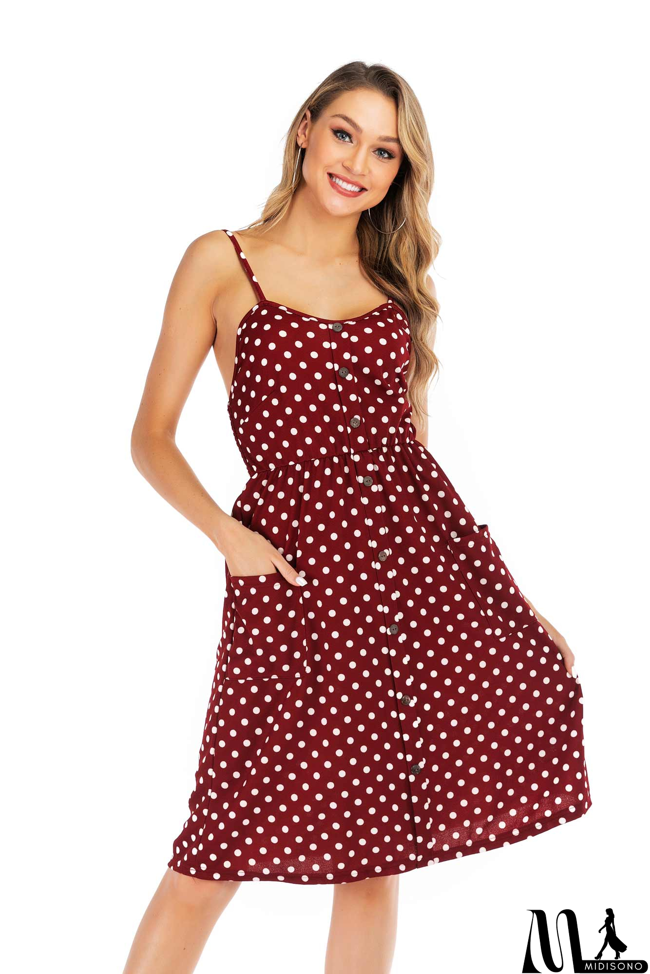 MidiSono - Floral Print Open Back Button Front Maxi Dress