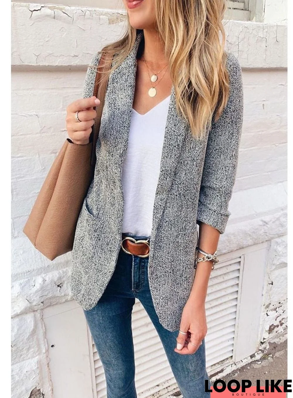 Fashionable Casual Solid Color Blazer