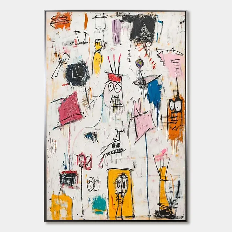 PLAYFUL GRAFFITI: Abstract Figurative Oil Painting（Canvas painting）