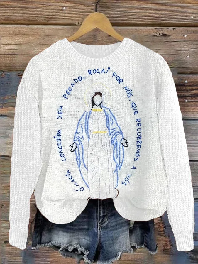 Women's Virgin Mary Knitted Casual Sweater