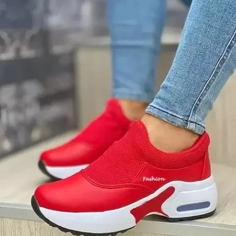 Qengg New Fashion Women Casual shoes Platform Solid Color Flats Ladies Shoes Casual Breathable Wedges Ladies Walking Sneakers